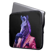 Mr. Zebra on a 15" Neoprene Laptop Electronics Bag Sleeve (Voorkant Links)