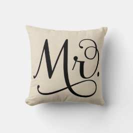 Mr. | Zwart schrift Kussen