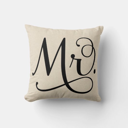 Mr. | Zwart schrift Kussen (Voorkant)