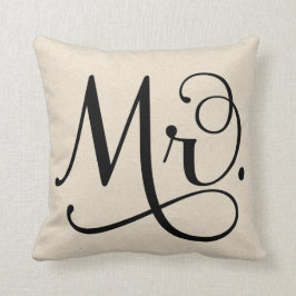 Mr. | Zwart schrift Kussen