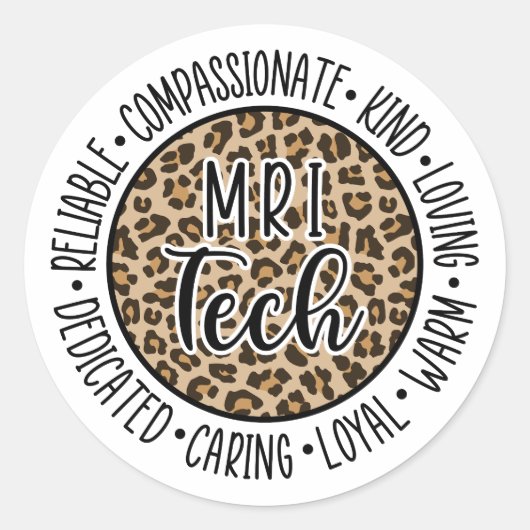 MRI Technoloog Leopard, radiologie, MRI Tech Ronde Sticker (Voorkant)
