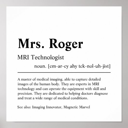 MRI Technoloog Personalistisch cadeau Poster (Voorkant)