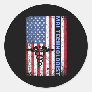 MRI Technoloog Xray Tech US Flag Lab Ronde Sticker