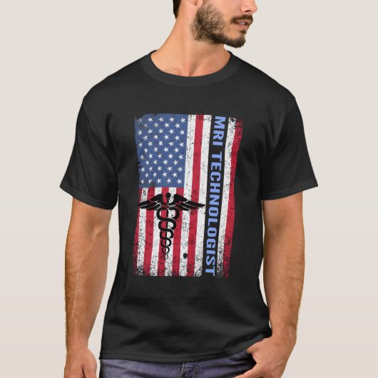 MRI Technoloog Xray Tech US Flag Lab T-shirt (Voorkant)