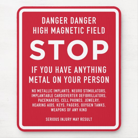 MRI-veiligheidswaarschuwing – hoog magnetisch veld Muismat (Voorkant)