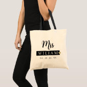 Mrs Achternaam Est Jaar Canvas tas Gepersonaliseer (Voorkant (product))