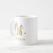 Mrs. achternaam Gold Foil Wedding Coffee Cup Koffiemok (Voorkant links)