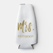 Mrs Achternaam Gouden Folie Fles Koeler (Voorkant)