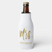 Mrs Achternaam Gouden Folie Fles Koeler (Fles Voorkant)