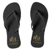 Mrs Achternaam Teenslippers met goudfolie (Voetbed)