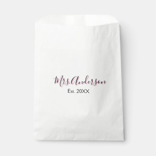 Mrs. add naam achternaam zwart roze beste jaar mod bedankzakje (Voorkant)