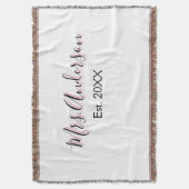 Mrs. add naam achternaam zwart roze beste jaar mod deken (Voorkant Verticaal)