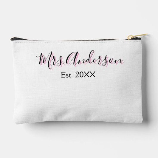 Mrs. add naam achternaam zwart roze beste jaar mod etui (Achterkant)