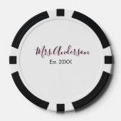 Mrs. add naam achternaam zwart roze beste jaar mod poker chips (Voorkant)