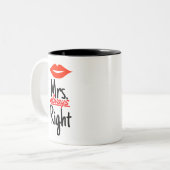 Mrs Altijd goed met rode lips Tweekleurige Koffiemok (Voorkant links)