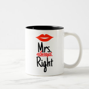 Mrs Altijd goed met rode lips Tweekleurige Koffiemok
