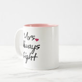 Mrs Altijd goed Tweekleurige Koffiemok (Voorkant links)