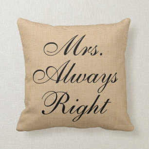 Mrs Altijd Juist Faux Linen canvas Wedding Pillow Kussen