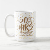Mrs Altijd Juist Fun 50th Golden Jubileum Koffiemok (Links)