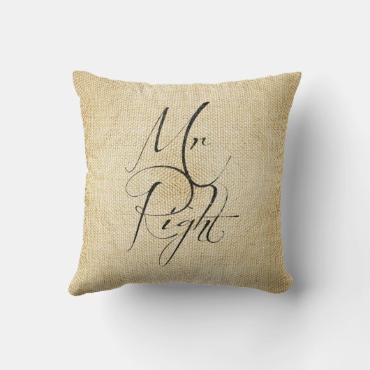 Mrs Altijd rechts en Mr Right linen patroon Kussen (Achterkant)