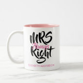 Mrs Altijd rechtuit haar naam Fun Tweekleurige Koffiemok (Links)