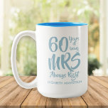 Mrs Always Right Fun 60th Wedding Anniversary Tweekleurige Koffiemok<br><div class="desc">The perfect 60th wedding verjaarary gift for Mrs Always Right. Personalize with the name and wedding year. Op een fun,  uniek en customisable gift to celebrate anyone's wedding verjaarary. Designed by Thisisnotme©</div>