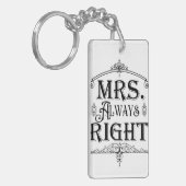MRS. ALWAYS RIGHT Vintage Deco Sierobject Klassiek Sleutelhanger (Voorkant Links)