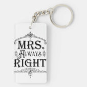 MRS. ALWAYS RIGHT Vintage Deco Sierobject Klassiek Sleutelhanger (achterkant)