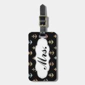 Mrs anchor pattern - onderdeel van de set van Mr & Bagagelabel (Voorkant verticaal)