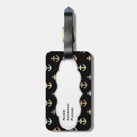 Mrs anchor pattern - onderdeel van de set van Mr & Bagagelabel (Achterkant verticaal)