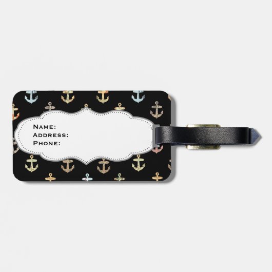 Mrs anchor pattern - onderdeel van de set van Mr & Bagagelabel (Achterkant horizontaal)