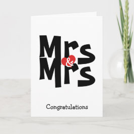 Mrs and Mrs Lesbian Wedding Bold Congratulations Kaart