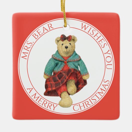 MRS BEER Keramisch Vierkant Ornament + Tekst (Voorkant)