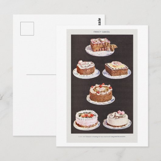 Mrs Beeton's Fancy Cakes Illustratie Briefkaart (Voorkant / Achterkant)