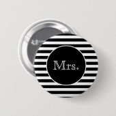 Mrs Black and White Stripe Ronde Button 5,7 Cm (Voorkant /achterkant)