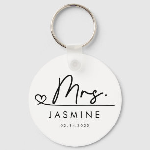 Mrs Black Modern Script Custom Wedding Monogram Sleutelhanger