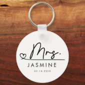 Mrs Black Modern Script Custom Wedding Monogram Sleutelhanger (Achterkant)