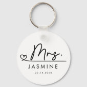 Mrs Black Modern Script Custom Wedding Monogram Sleutelhanger (Achterkant)