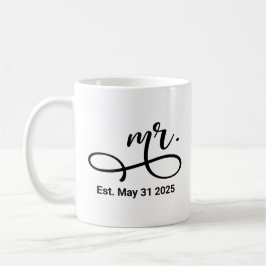 Mrs Black Modern Script Custom Wedding Pas getrouw Koffiemok