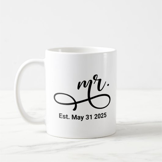 Mrs Black Modern Script Custom Wedding Pas getrouw Koffiemok (Links)