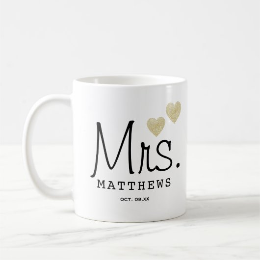 Mrs Black Modern Script Custom Wedding Pas getrouw Koffiemok (Links)