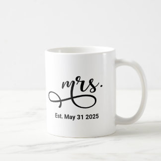Mrs Black Modern Script Custom Wedding Pas getrouw Koffiemok