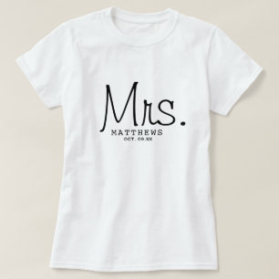 Mrs Black Modern Script Custom Wedding Pas getrouw T-shirt