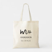 Mrs Black Modern Script Custom Wedding Pas getrouw Tote Bag (Achterkant)