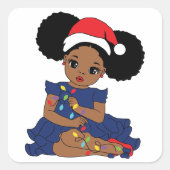 Mrs Black Santa Melanin Christmas Claus Mannen Vierkante Sticker (Voorkant)