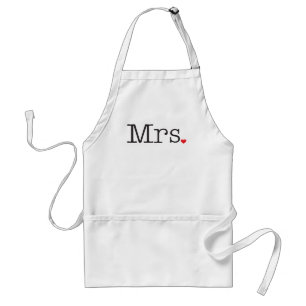 Mrs Black Typwriter Red Heart Womens Wedding Standaard Schort