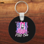 Mrs Boo Boujee Coquette Bow Retro Halloween Kostuu Sleutelhanger (Voorkant)