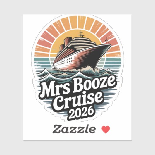 Mrs Booze Cruise 2026 Matching Couples  Sticker (Vel)