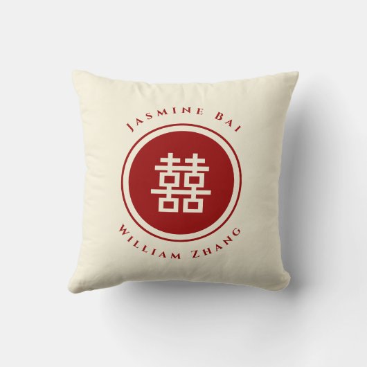 Mrs Bride Double Happiness Chinese Wedding Kussen (Achterkant)