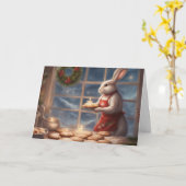 Mrs.Bunny serving Christmas baked goods Kaart (Gele Bloem)